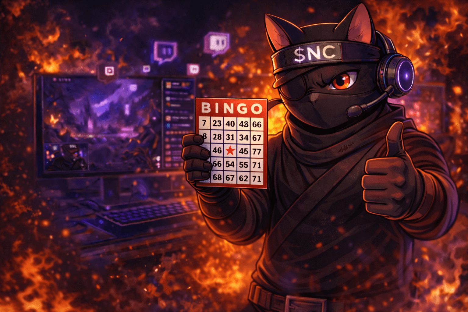 Ninja Cat Bingo Night card