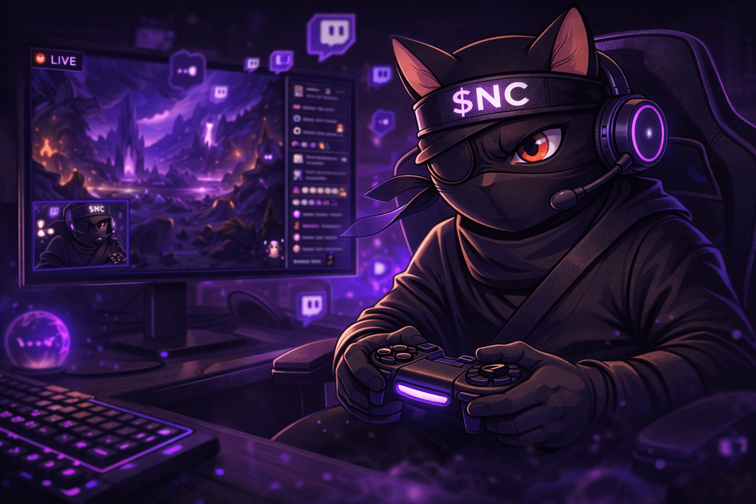 Ninja Cat Gaming Night card